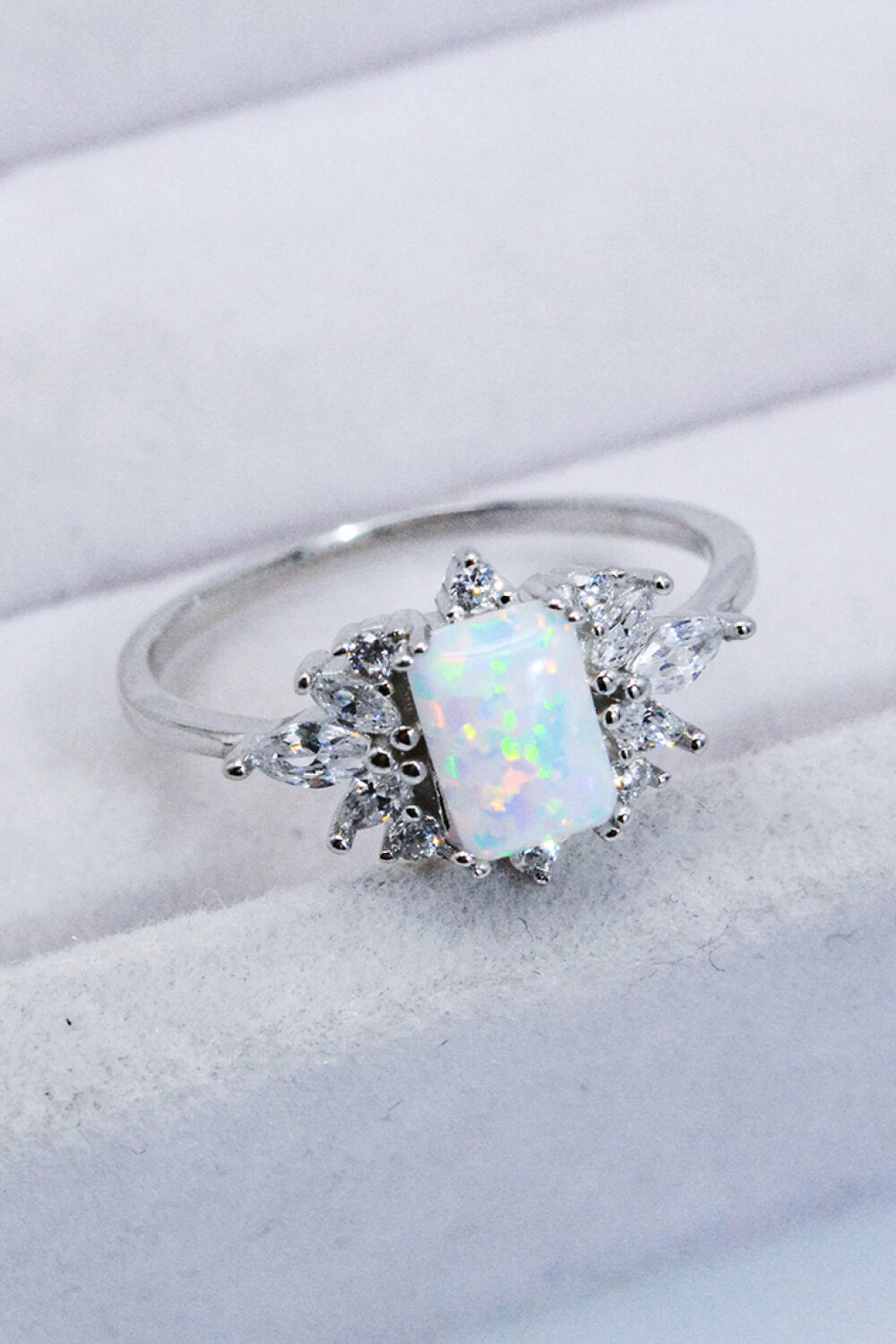 Women's 925 Sterling Silver Zircon and Opal Ring