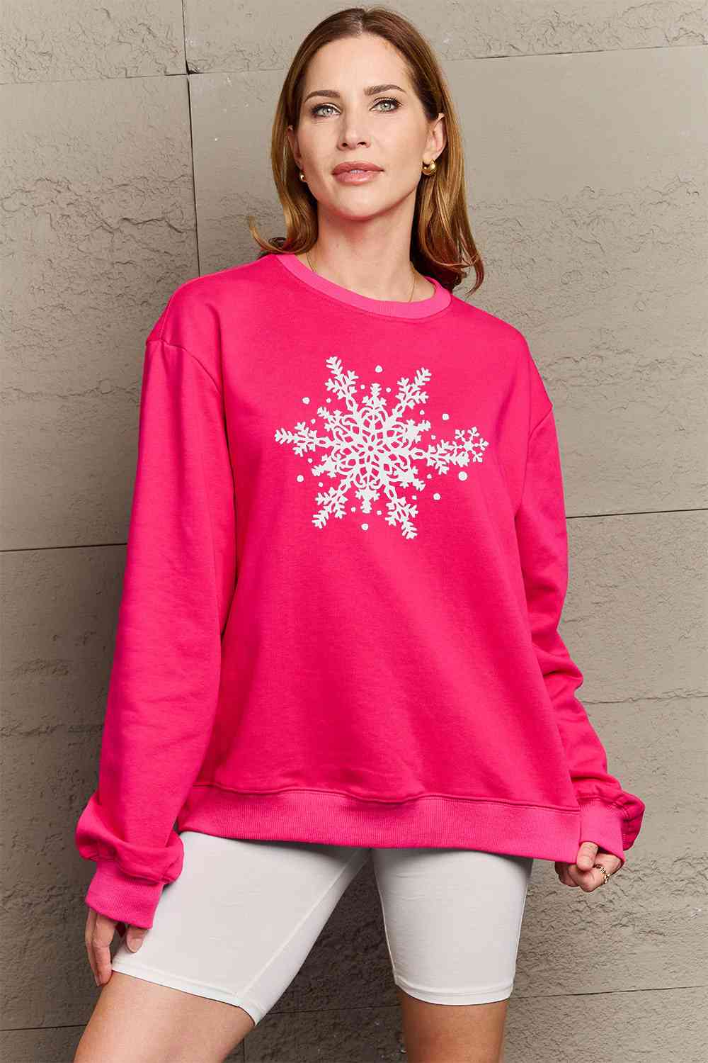 Simply Love Full Size Christmas Snowflake Graphic Sweatshirt