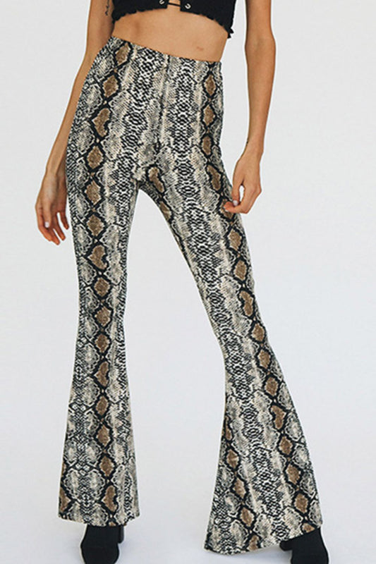 Women's Full Size Snakeskin Print Flare Pants