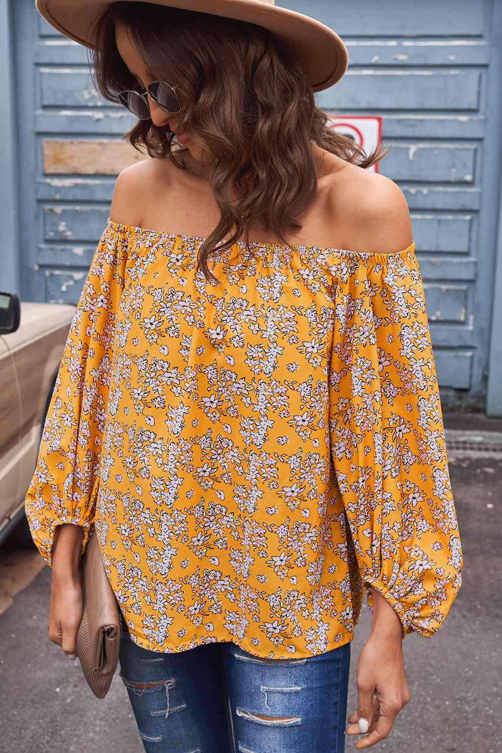 Off-Shoulder Balloon Sleeve Top