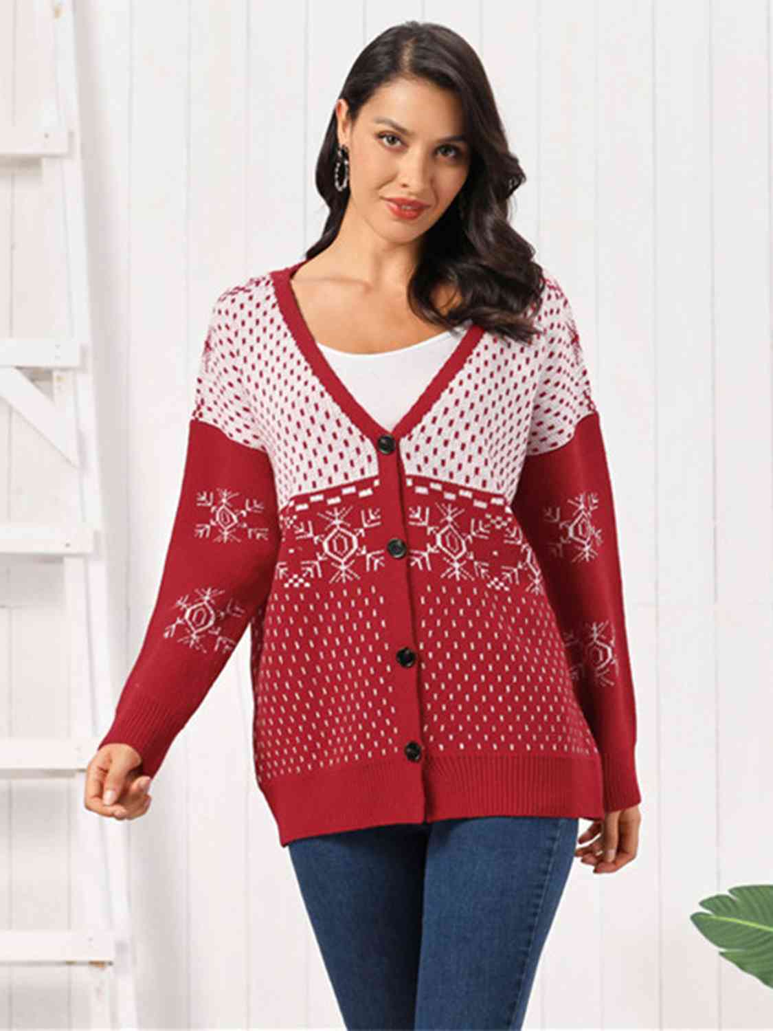 Christmas Snowflake Button Down Cardigan