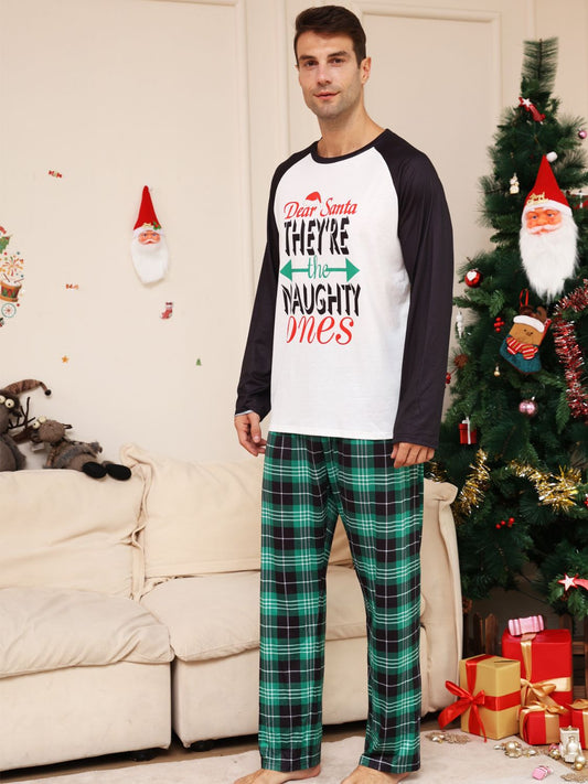 WOMEN'S & MEN'S CHRISTMAS Full Size Graphic Top and Plaid Pants PJ Set