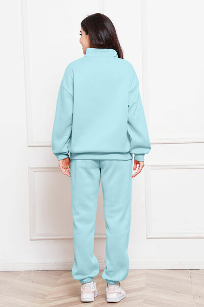 Comfy n' Cozy Half Zip Long Sleeve Sweatshirt and Pants Set