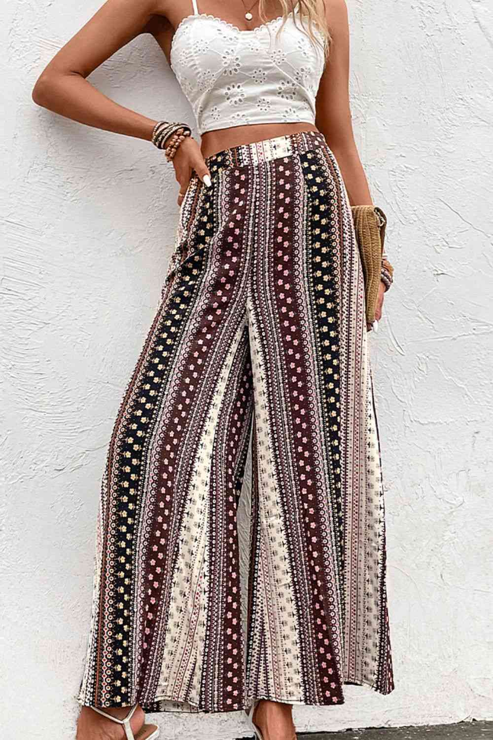 OhSoModern Multicolor Floral High Waist Wide Leg Pants