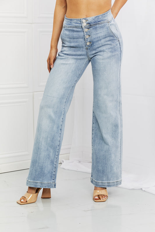 Women's RISEN Full Size Luisa Wide Flare Jeans