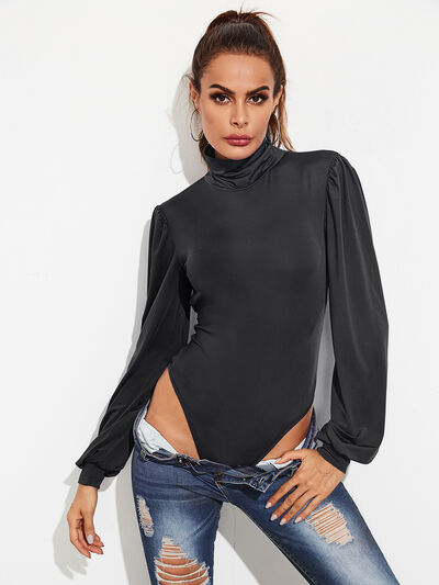 Women's BeautyEve Backless Tie-Waist Turtleneck Lantern Sleeve Bodysuit