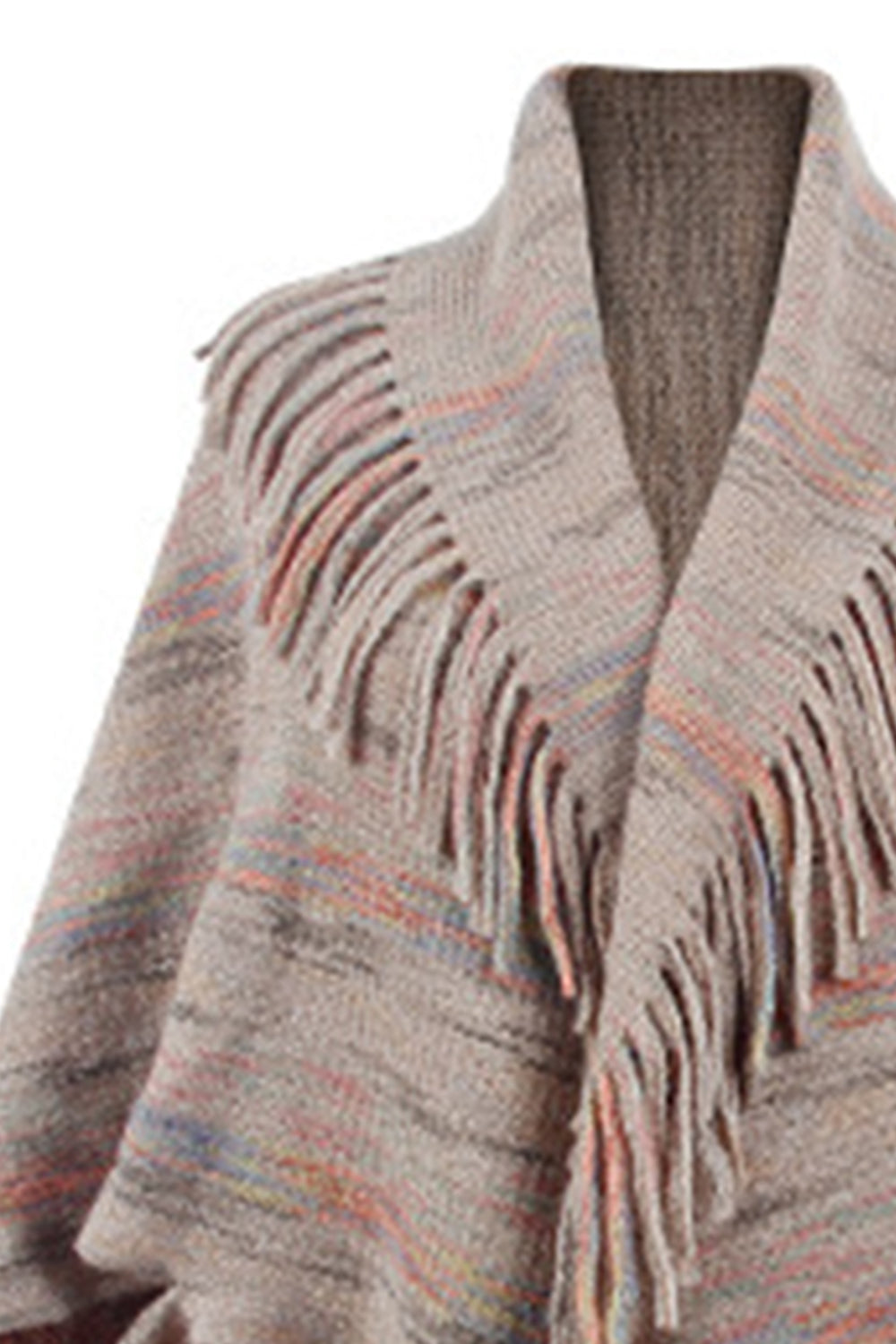 One Size Fringe Detail Printed Poncho