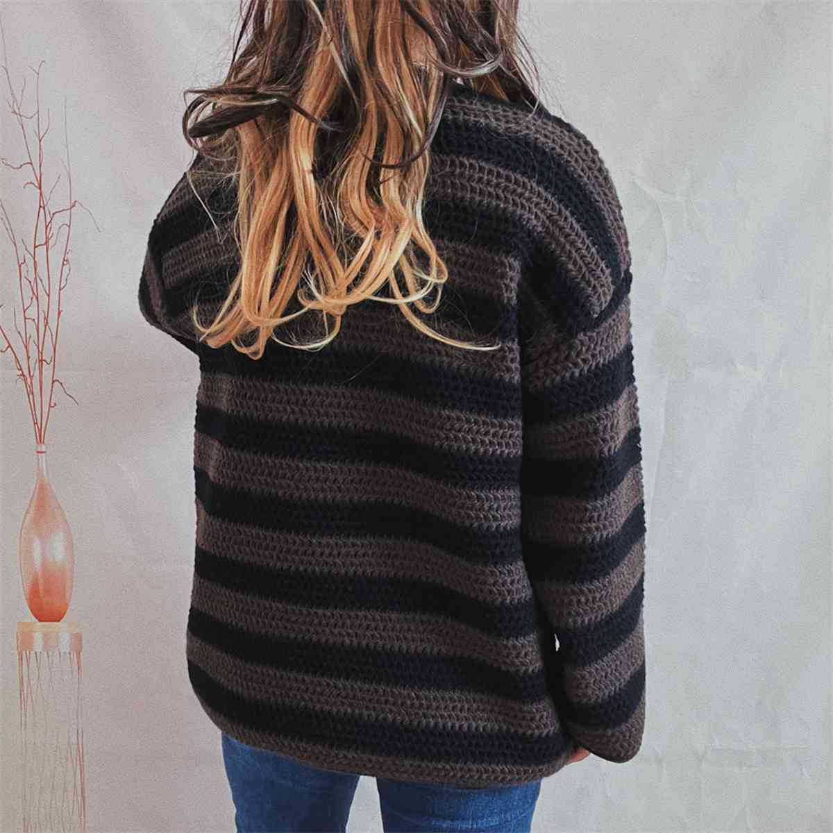 Striped Round Neck Long Sleeve Sweater