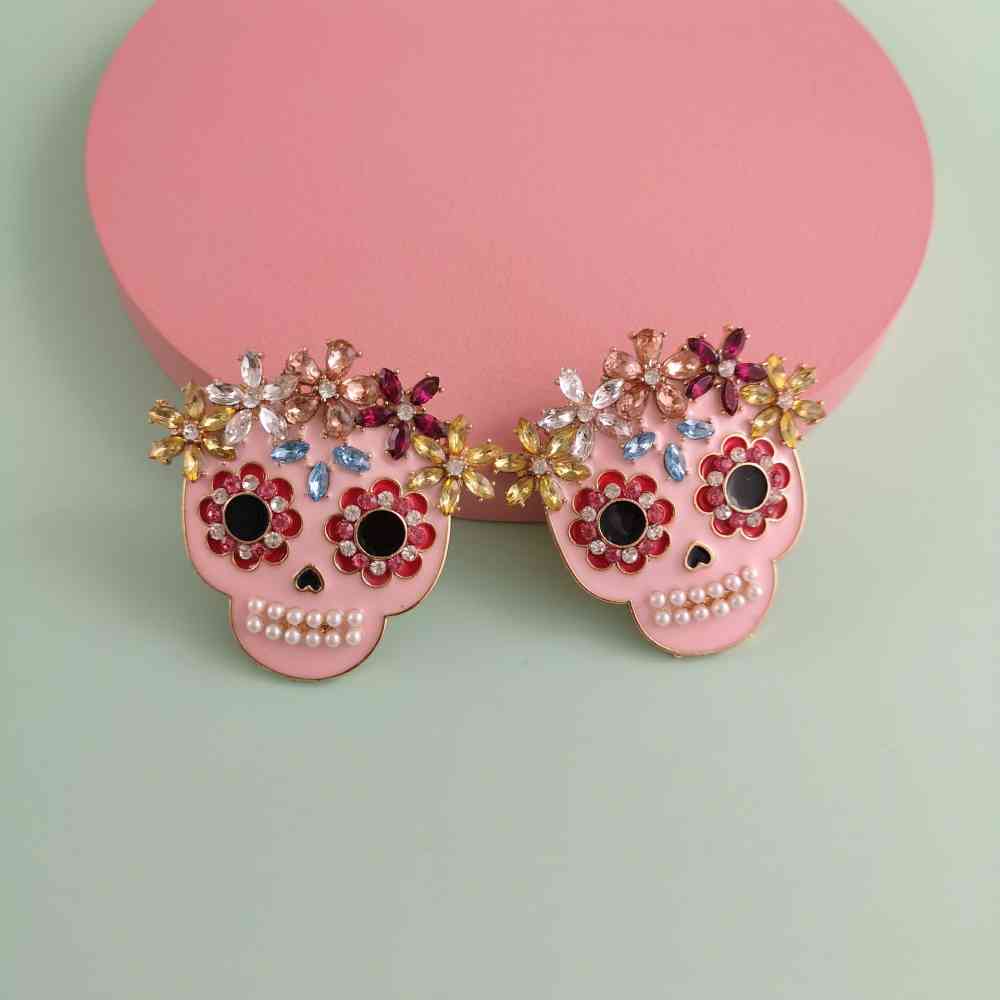 Halloween Skull Rhinestone Alloy Earrings