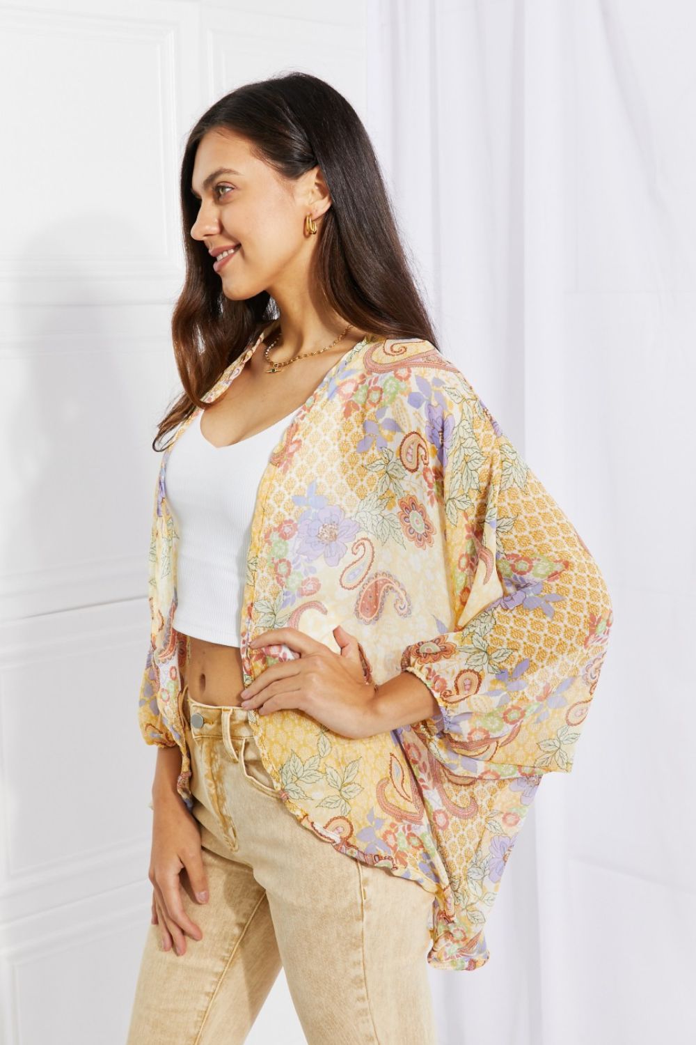 Women's Culture Code Full Size Lasting Love Paisley Kimono