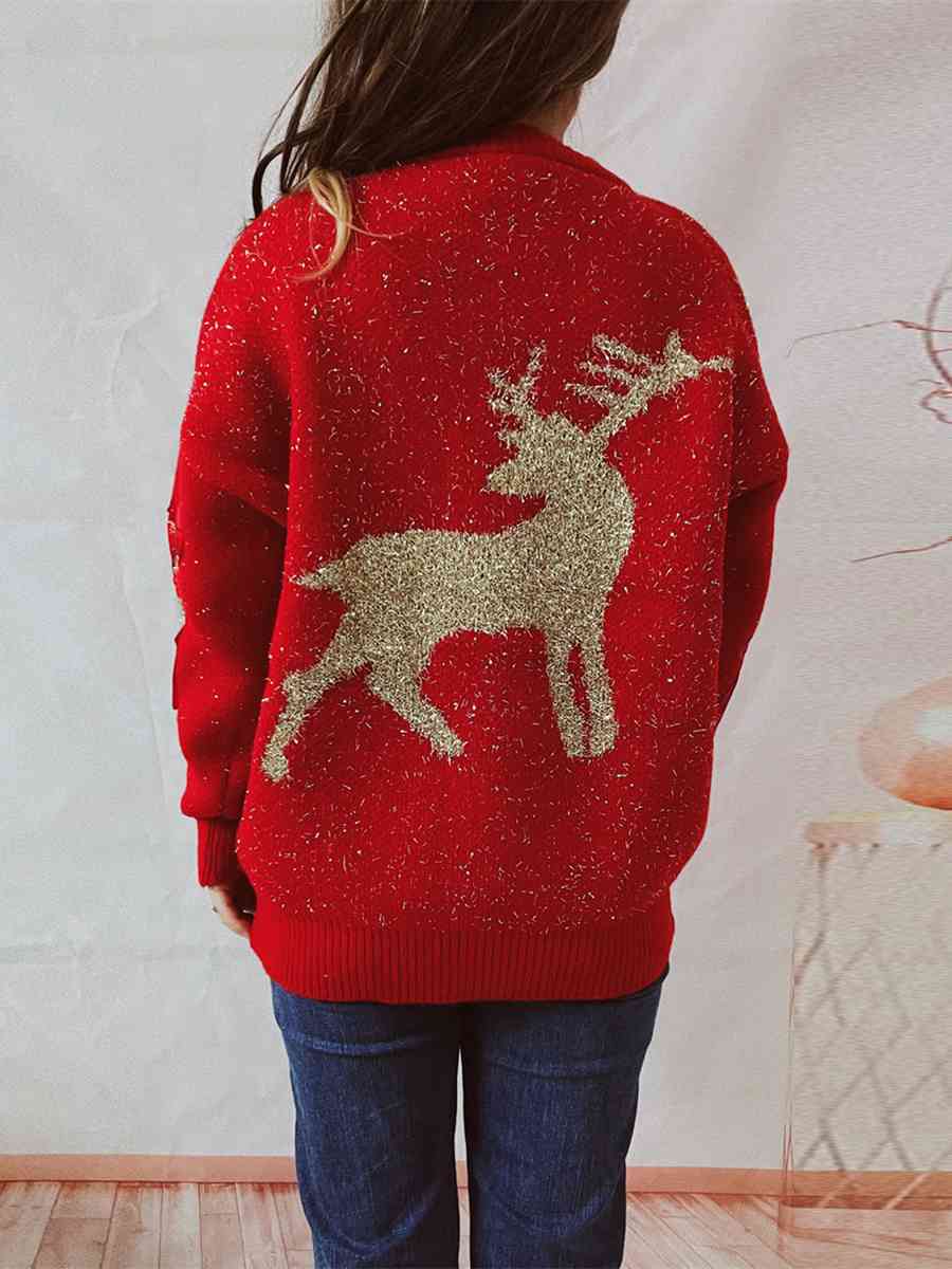 Christmas Reindeer Round Neck Long Sleeve Sweater