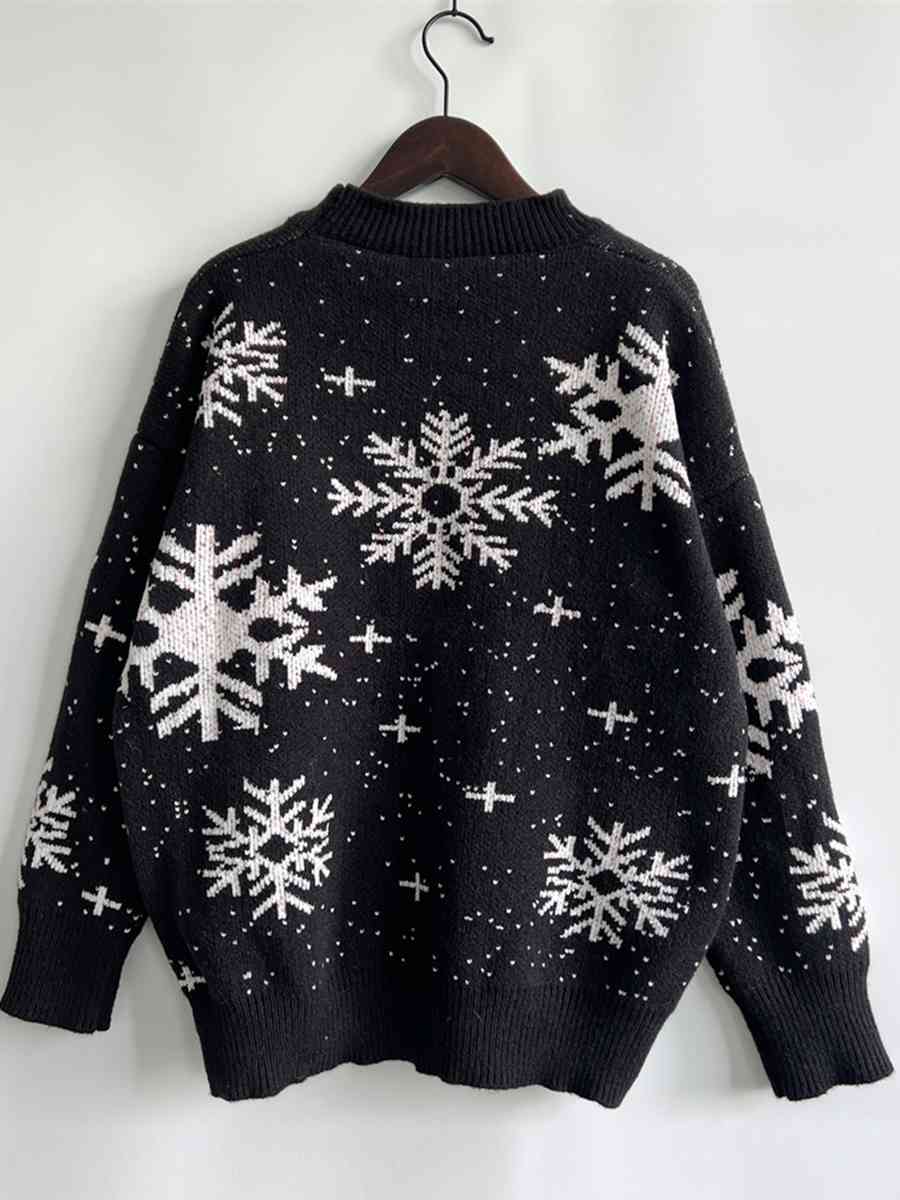 CHRISTMAS Snowflake Pattern Dropped Shoulder Sweater