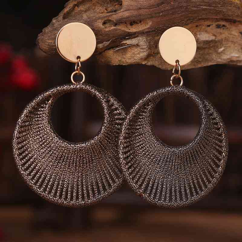 So Beautiful Cotton Cord Round Geometric Drop Earrings