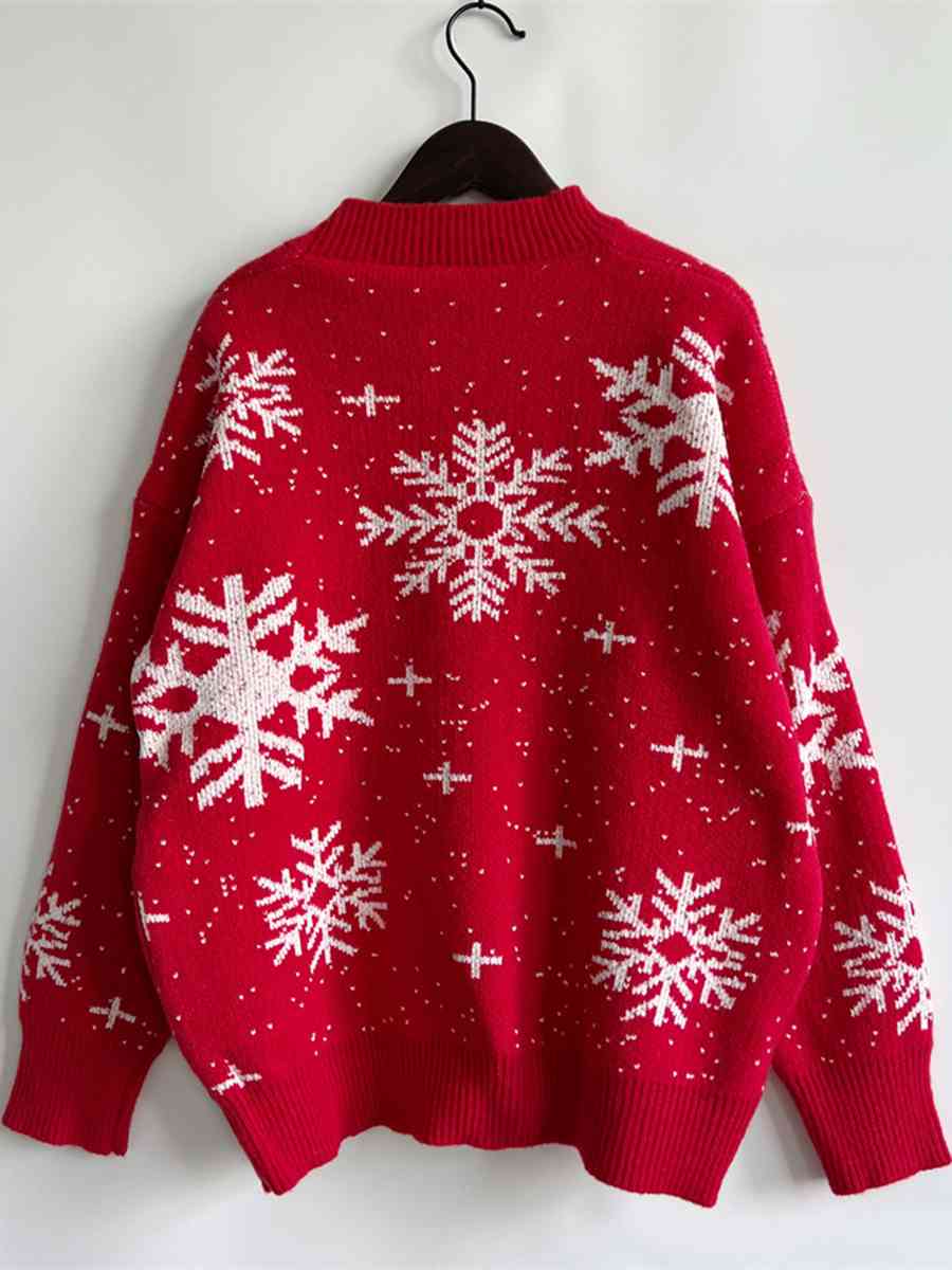 CHRISTMAS Snowflake Pattern Dropped Shoulder Sweater