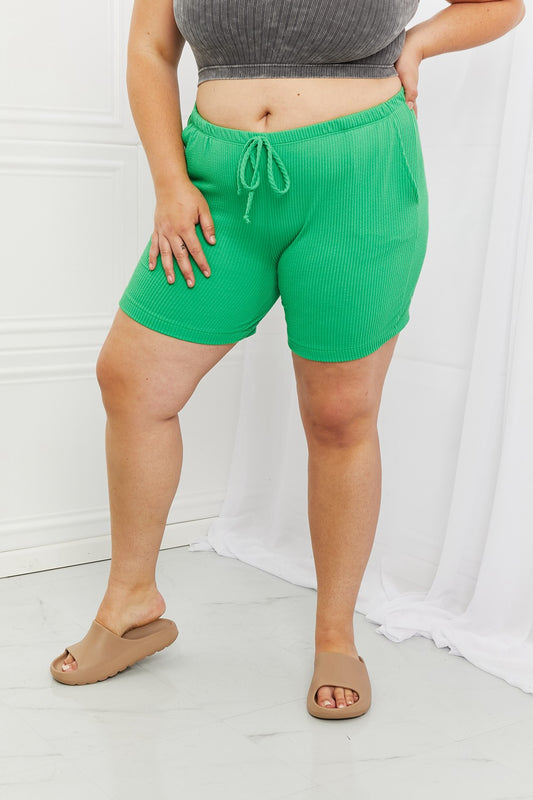 Women's Blumin Apparel Too Good Full Size Ribbed Shorts in Green