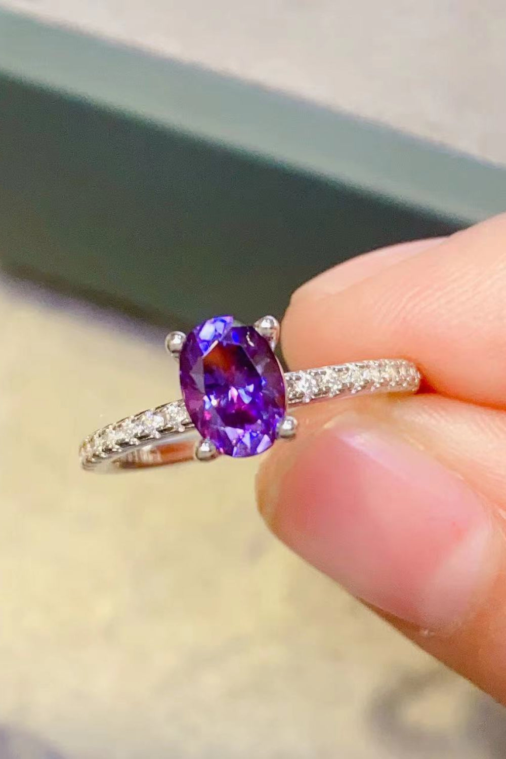 Women's 1 Carat Purple Moissanite 4-Prong Ring