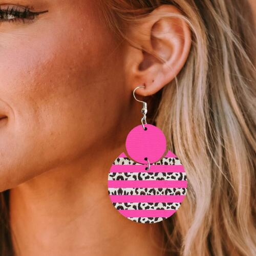 Xylem Hot Pink Leopard Dangle Earrings