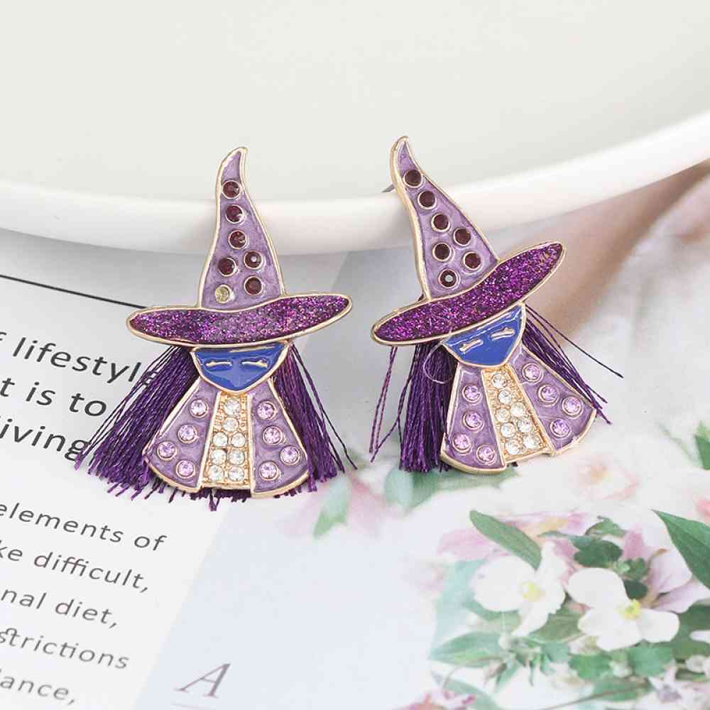 Halloween Witch Rhinestone Alloy Earrings