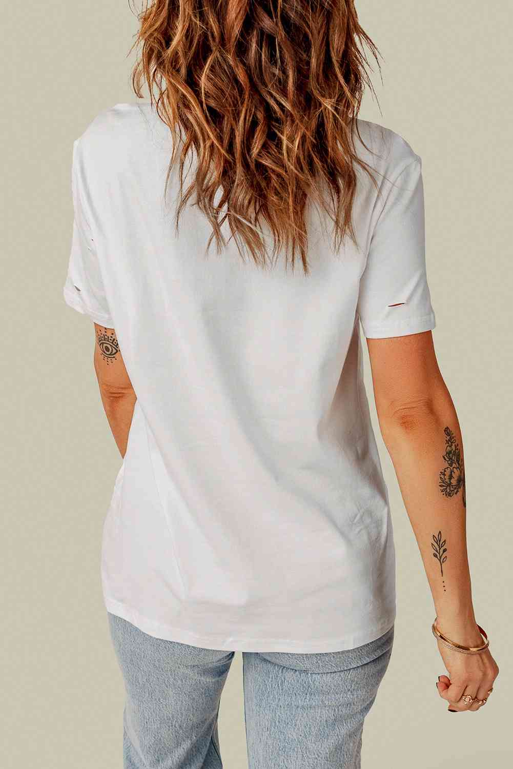 Distressed Round Neck Tee