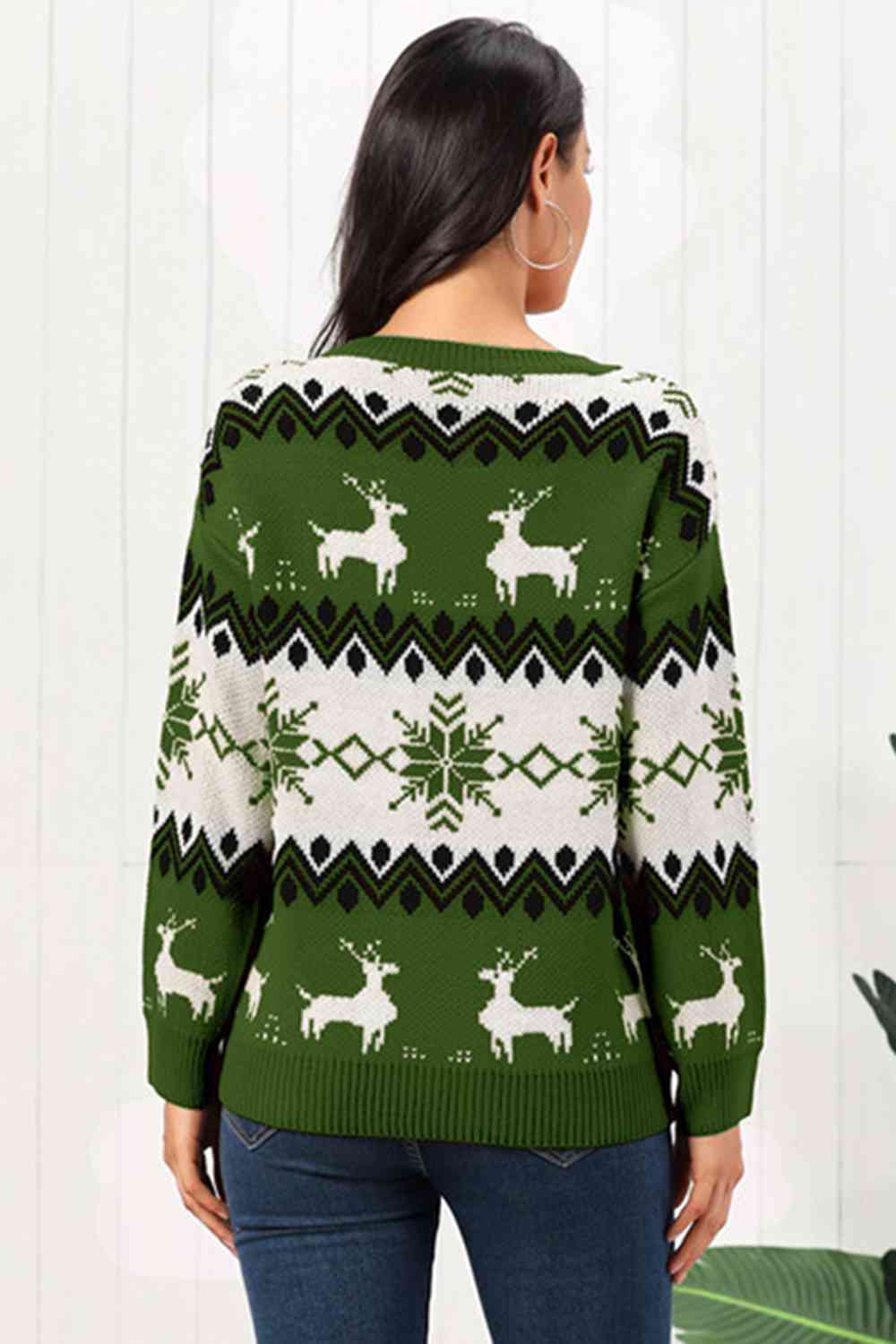 Christmas Reindeer Round Neck Sweater