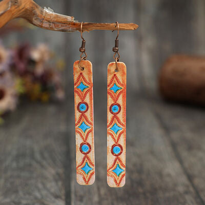 Geometric Leather Bar Earrings