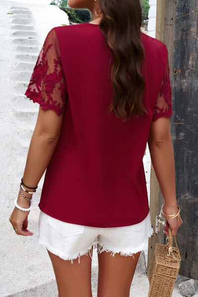 Amelia Embroidered V-Neck Short Sleeve T-Shirt