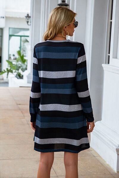 Women's Candida Striped Round Neck Long Sleeve Dress