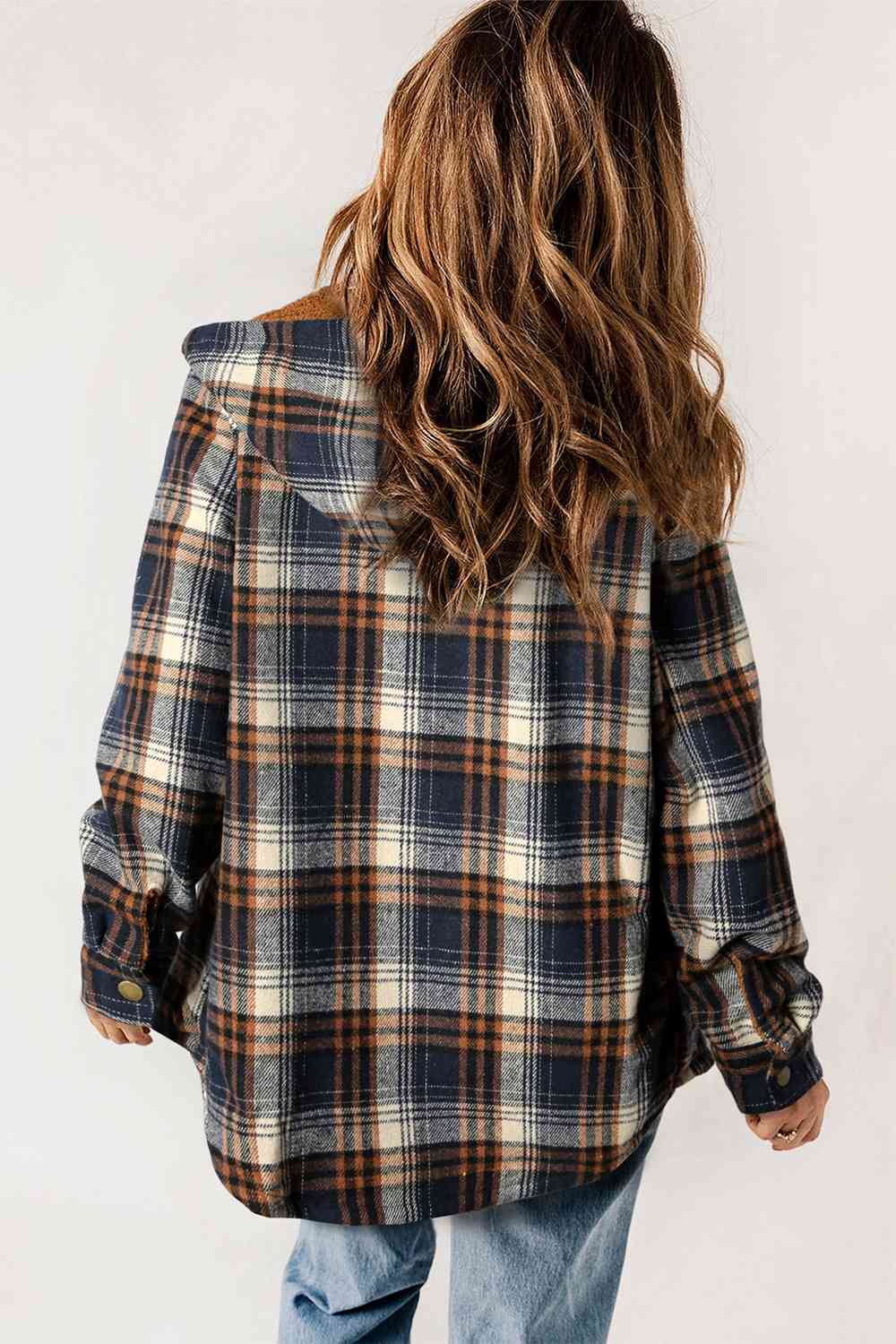 FashionToFigureTrends Plaid Snap Down Hooded Jacket