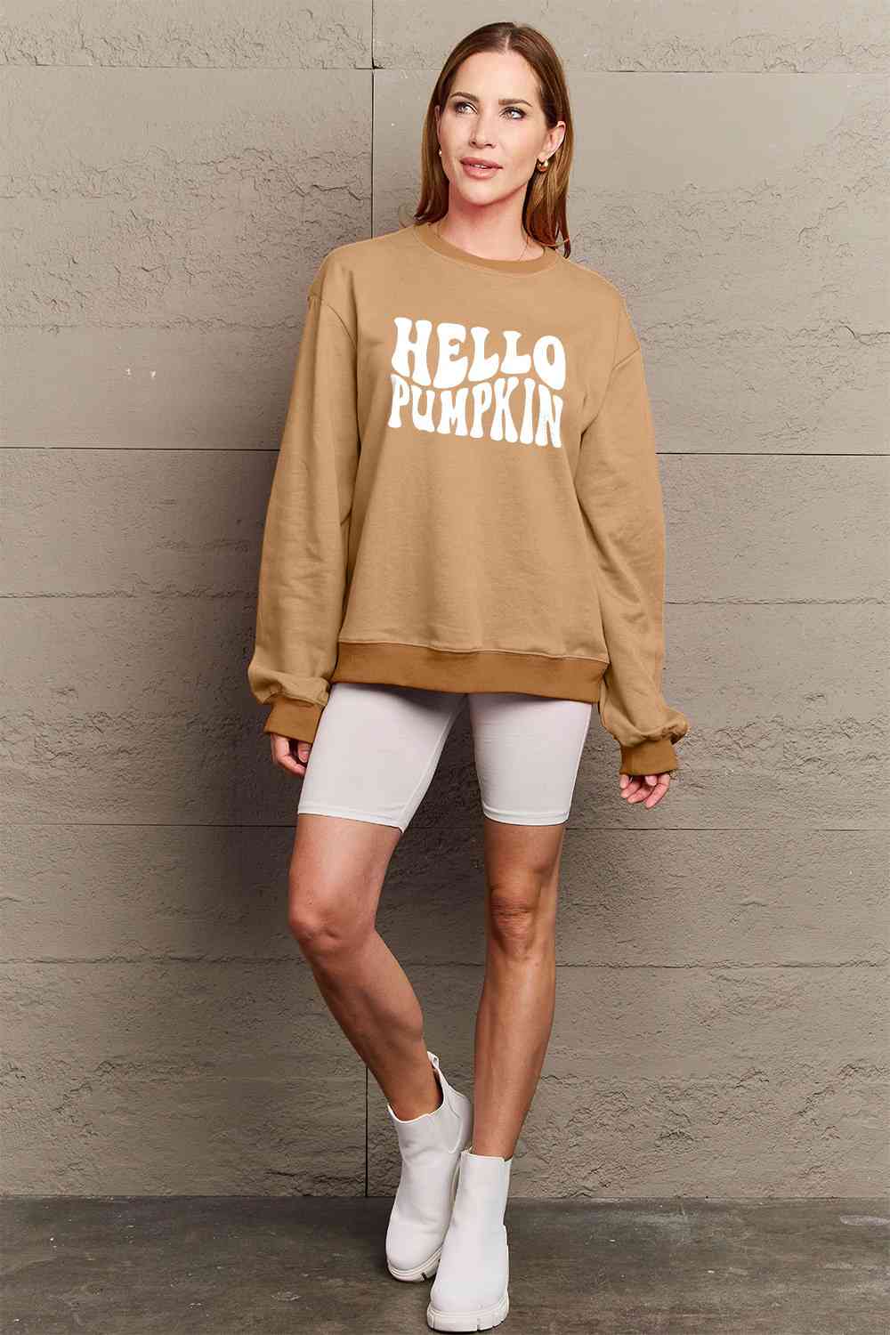 Simply Love SEASONAL Full Size HELLO PUMPKIN Graphic Sweatshirt