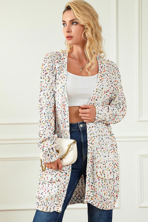 Fashion Mood Heathered Open Front Long Sleeve Cardigan