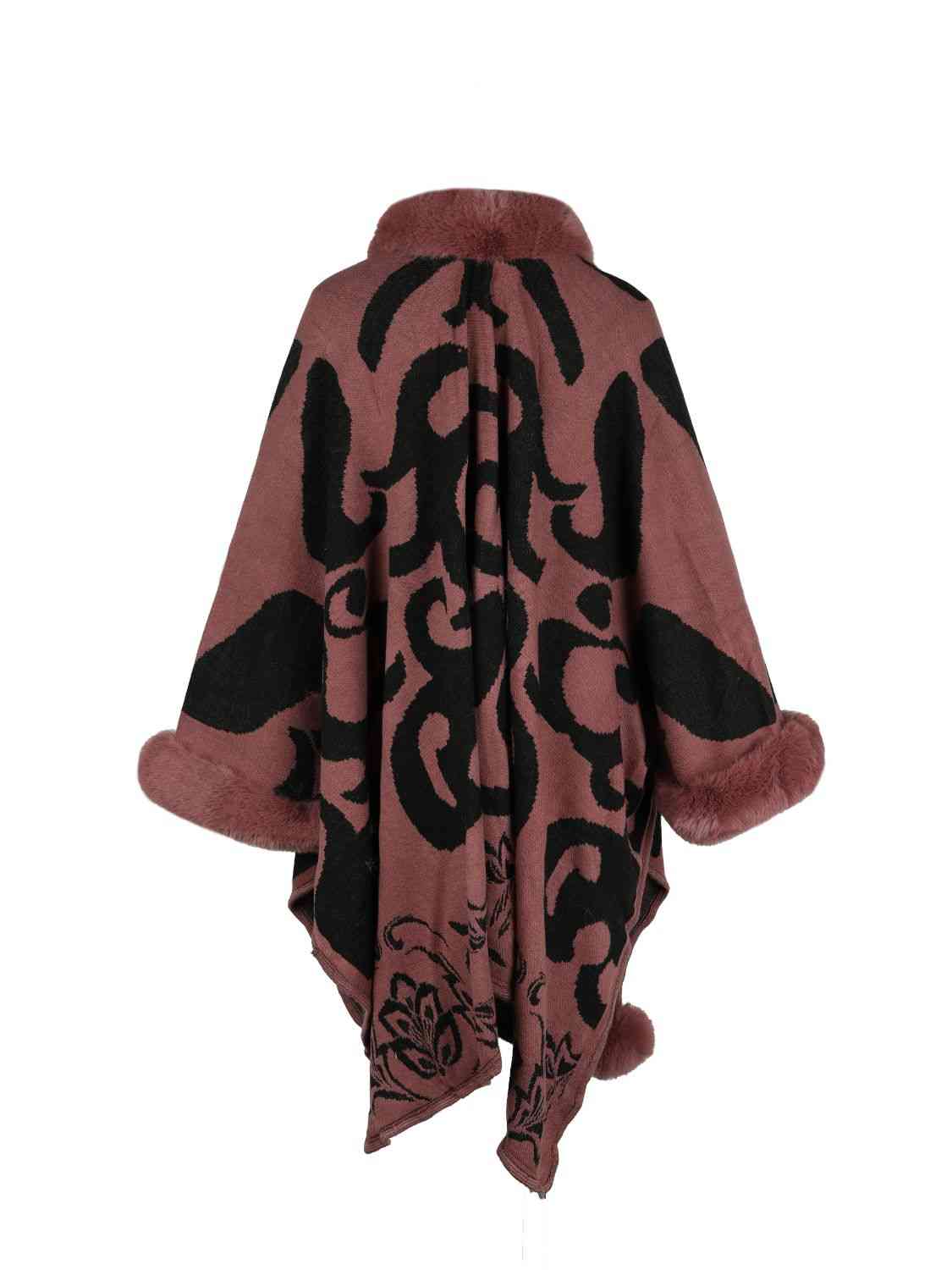 Dress To Impress One Size Faux Fur Trim Poncho