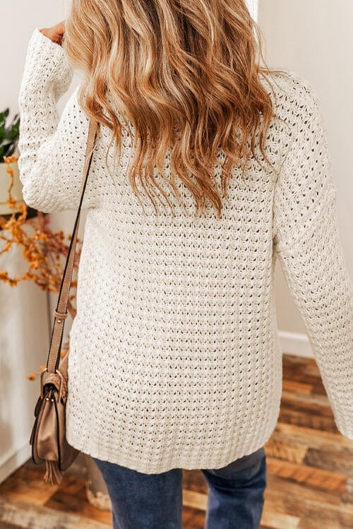 LoversLane Openwork Round Neck Long Sleeve Sweater