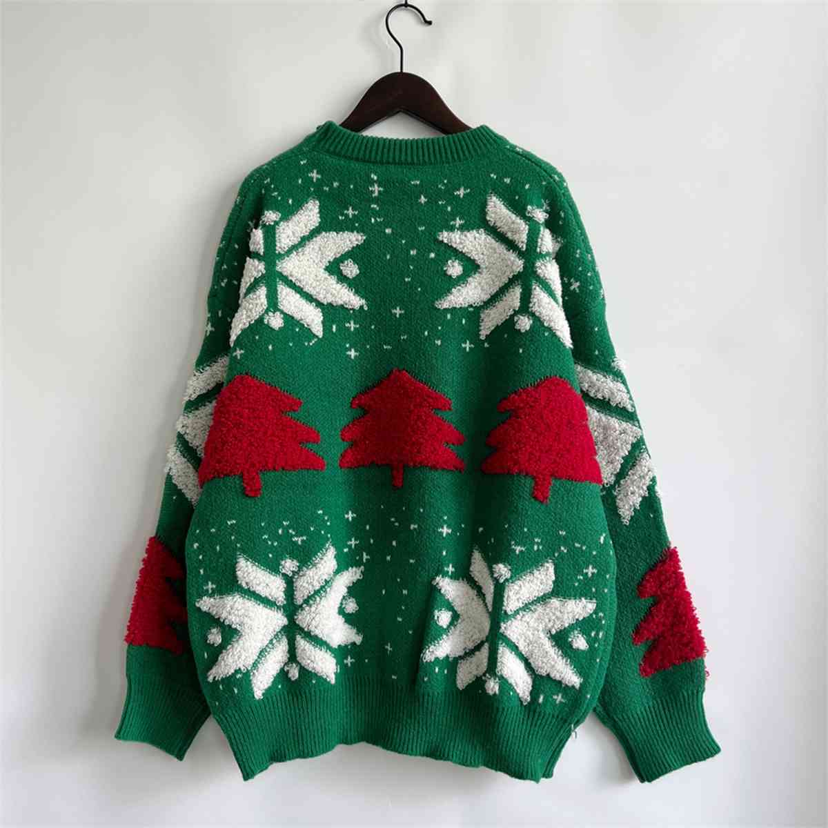 Christmas Snowflake Round Neck Long Sleeve Sweater