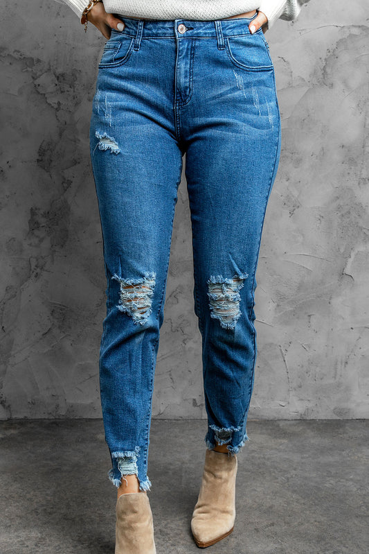 Women's Stylish Distressed Cropped Jeans