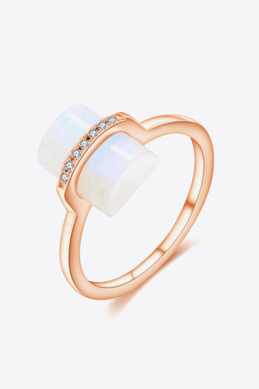 Women's Natural Moonstone Platinum-Plated Ring