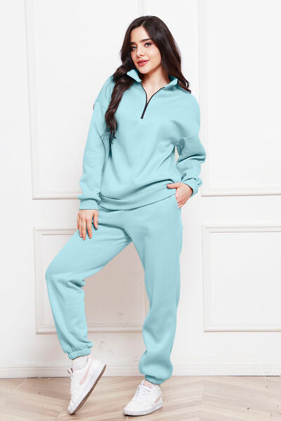 Comfy n' Cozy Half Zip Long Sleeve Sweatshirt and Pants Set