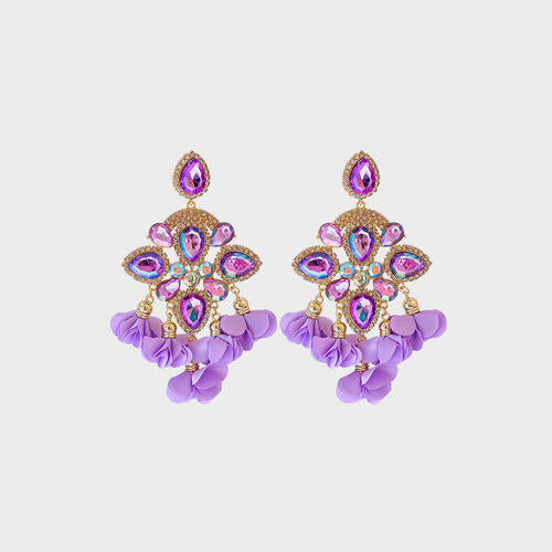 Flower Shape Rhinestone Alloy Dangle Earrings in Assorted Colors