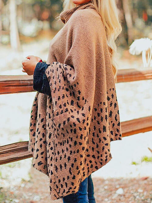 Slightly Basic Leopard Turtleneck Poncho