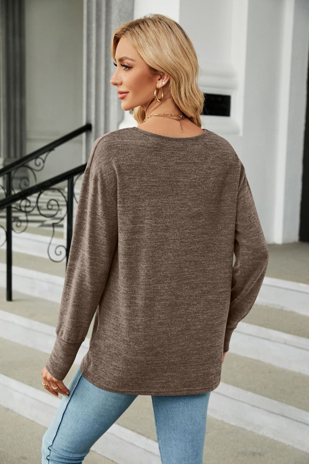 Full Size V-Neck Long Sleeve T-Shirt