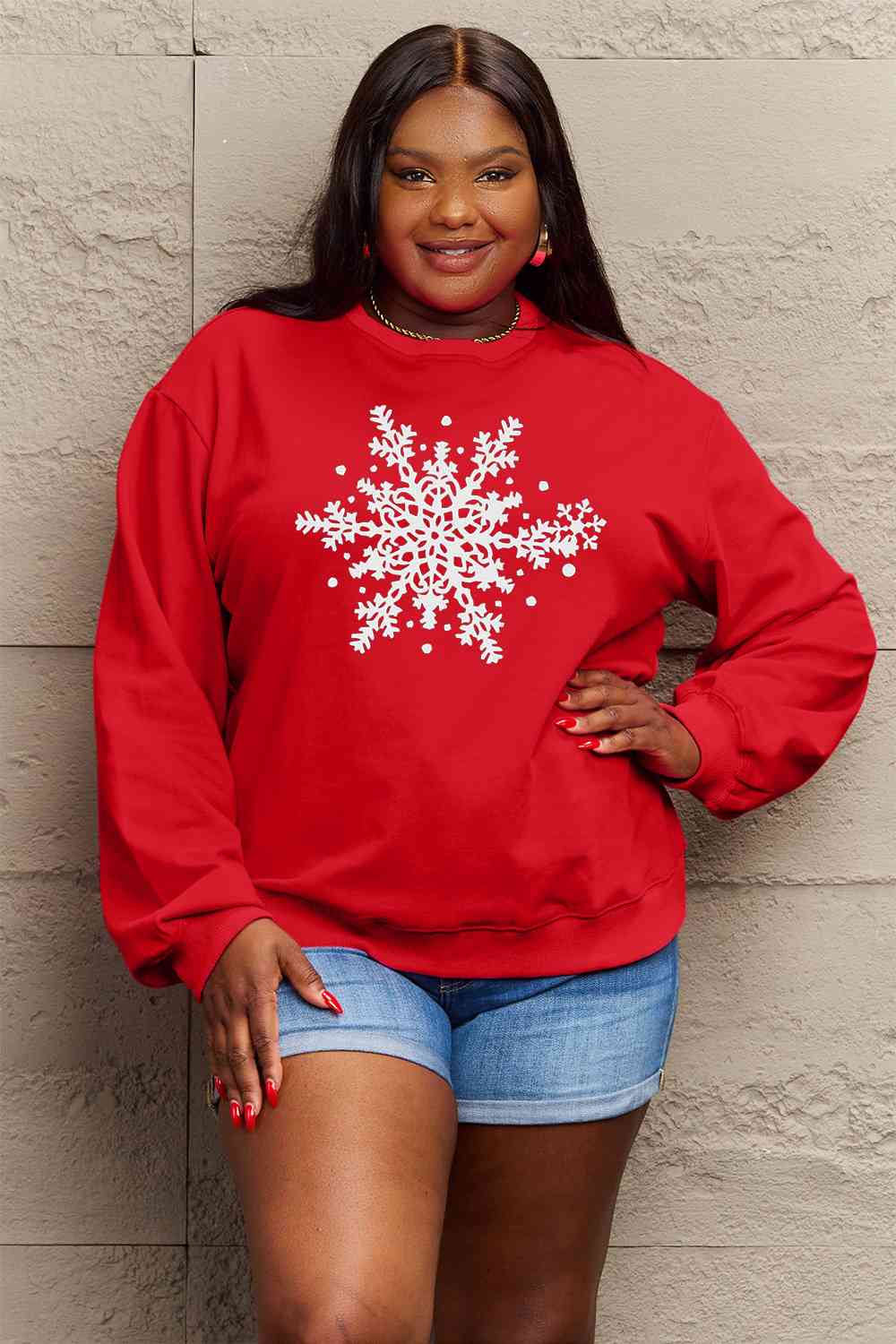 Simply Love Full Size Christmas Snowflake Graphic Sweatshirt