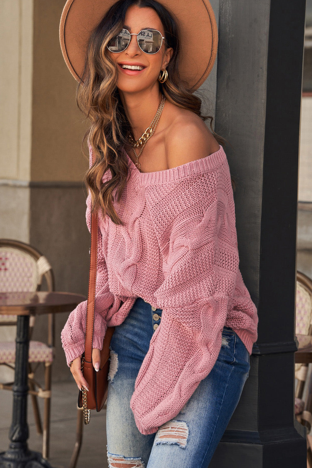 Beautiful You Full Size Cable Knit V-Neck Sweater 🦋