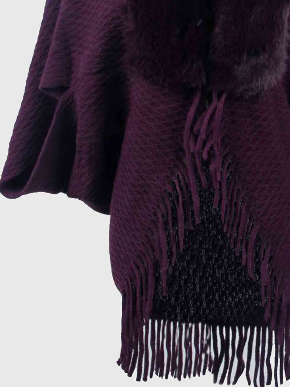 Woman Defined One Size Open Front Fringe Hem Poncho