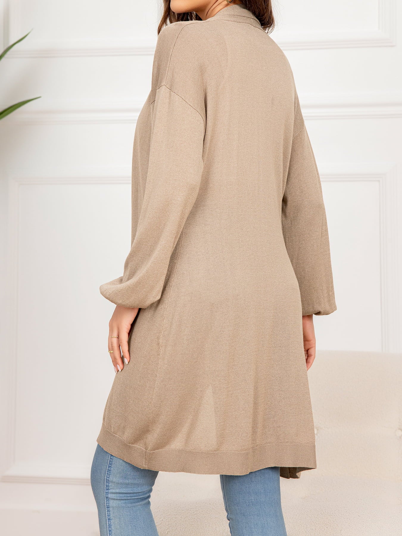 SavannahTree Dropped Shoulder Open Front Longline Cardigan