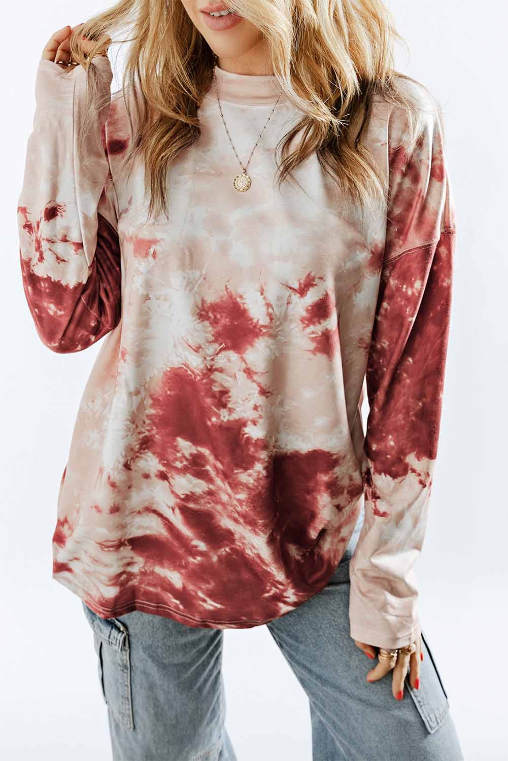 Women's Tie-Dye Dropped Shoulder Long Sleeve Top