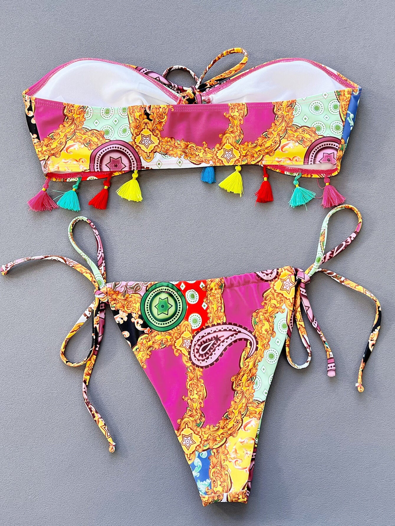 SOBodacious Printed Tied Strapless Bikini Set