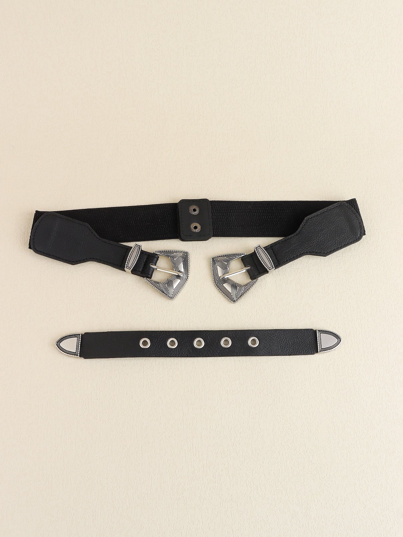 Jessica Anne Beauty Double Buckle PU Leather Belt