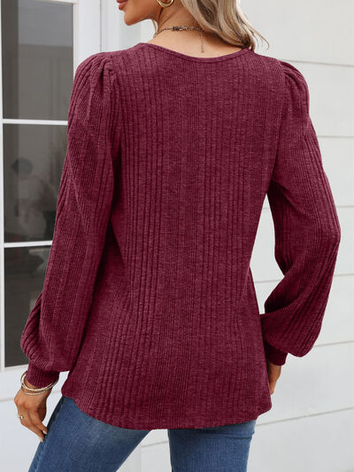 Square Neck Long Sleeve Blouse