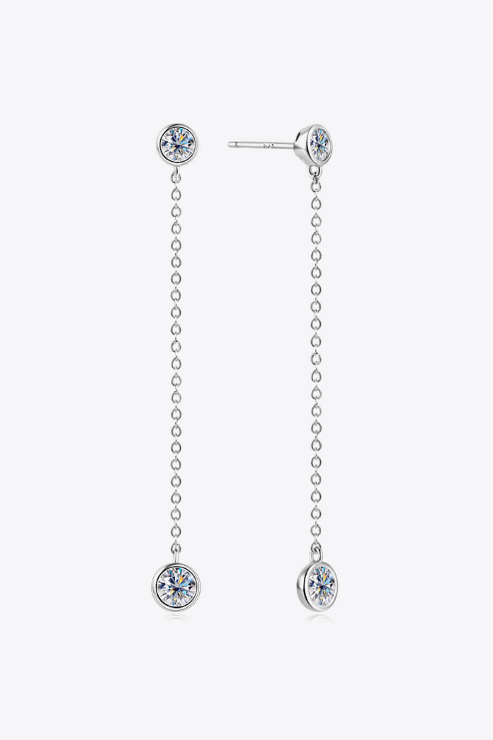Moissanite Chain Earrings in Gold or Silver