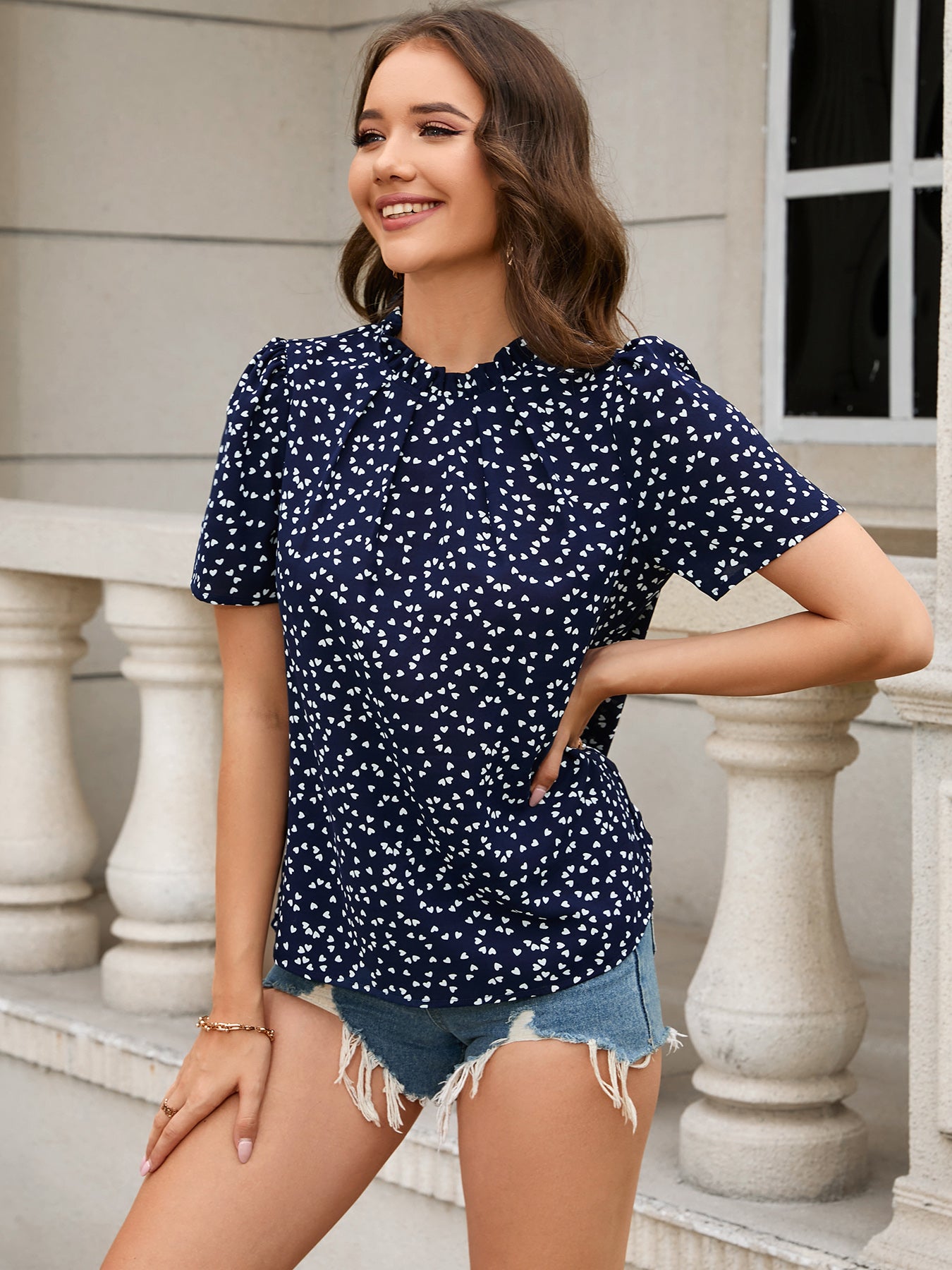 SO YOU Printed Short Sleeve Round Neck Top