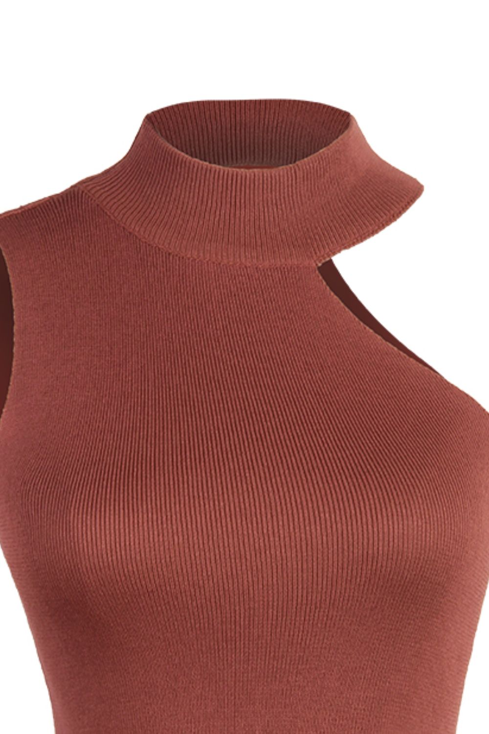 OCEAN CHIC Asymmetrical Sleeveless Rib-Knit Top